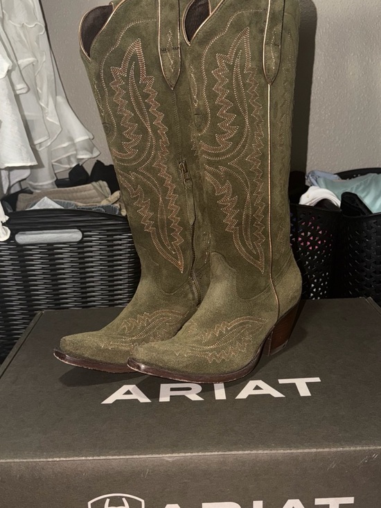 Ariat Shoes - Ariat Olive Suede Western Cowboy Boots
